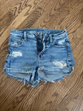 American Eagle Outfitters Light Blue Distressed Denim Cutoff Shorts